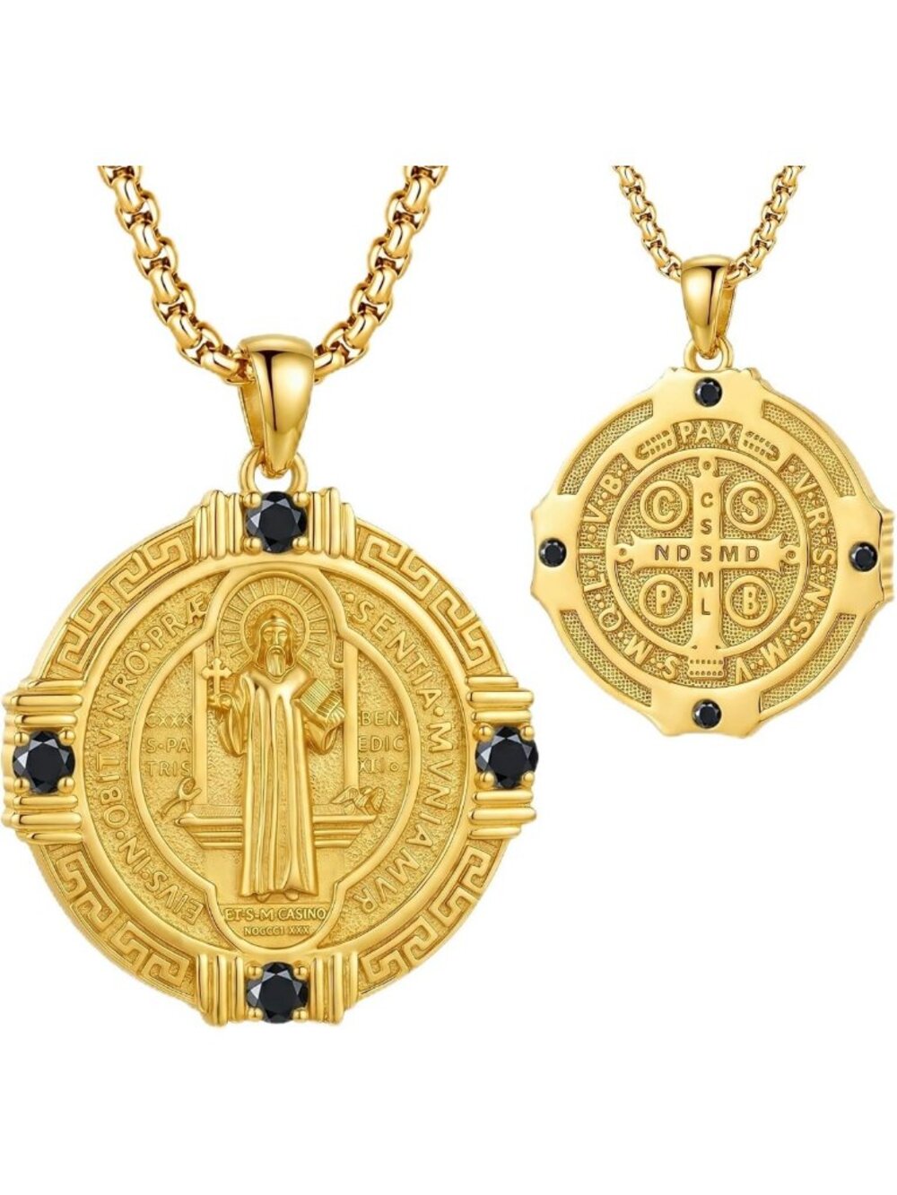 Sterling Silver St. Benedict Medal Necklace, Religious Cross Pendant Jewelry for